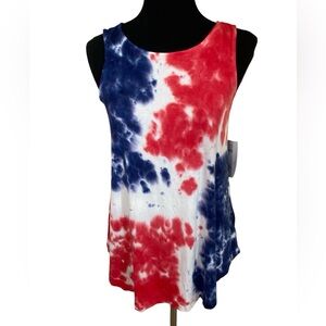 Red white & blue tie dye luxe tank top